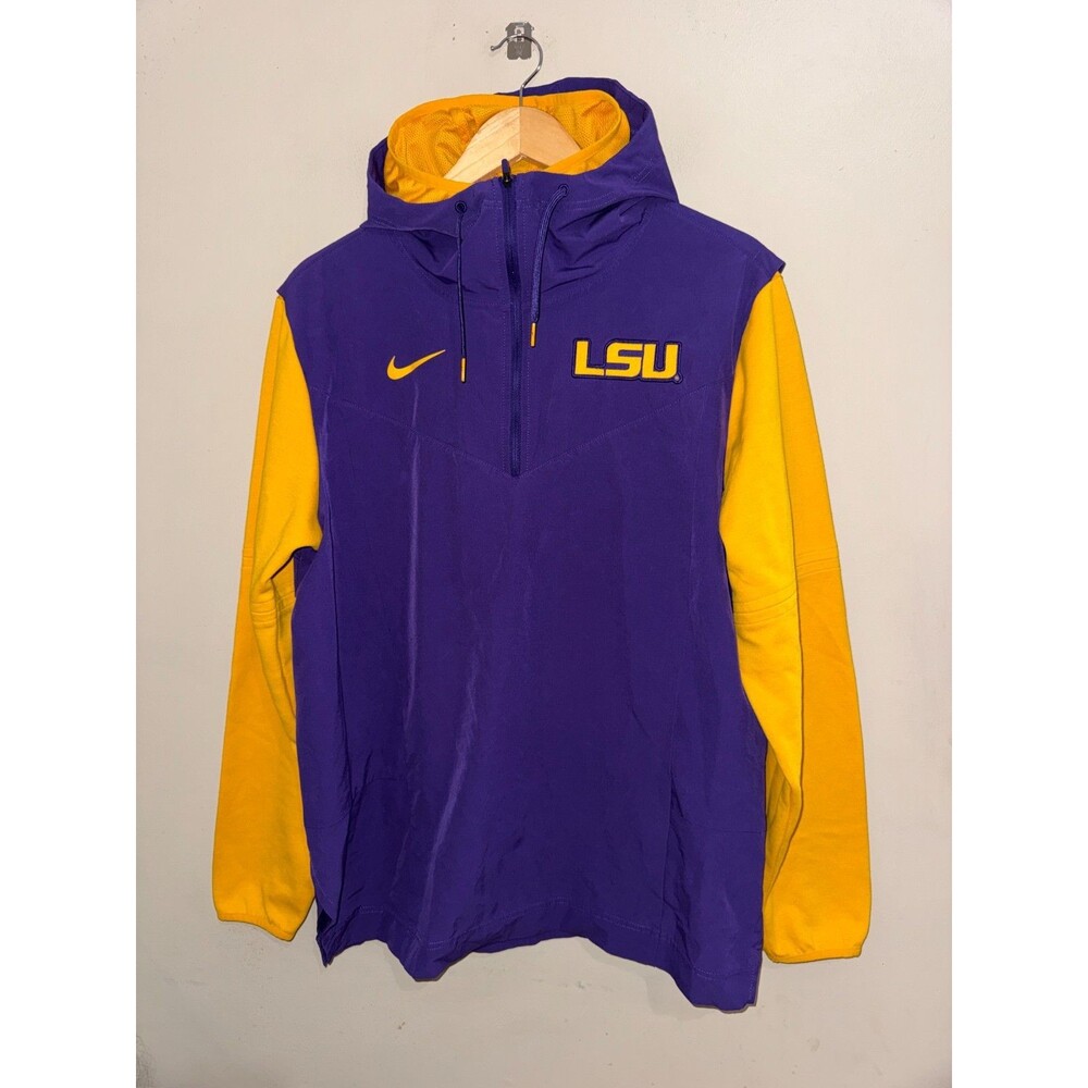 Men's L Nike LSU Tigers Football Team Issue On-Field Windbreaker Pregame Jacket